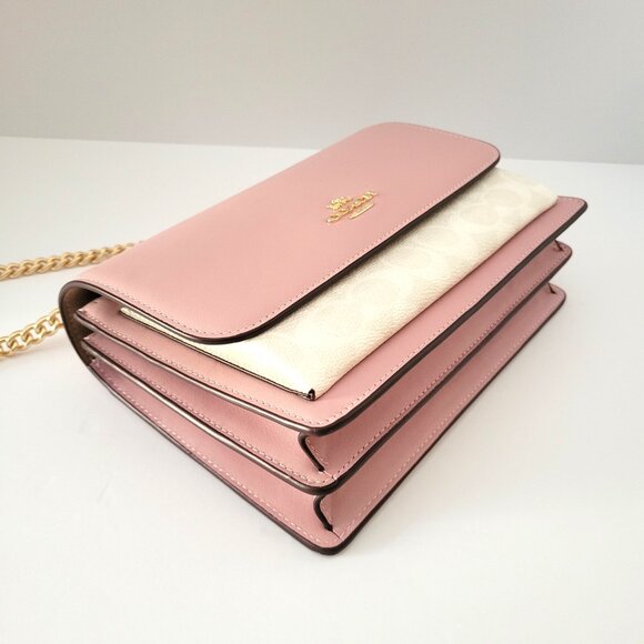 Coach CV978 Signature Klare Crossbody Leather Handbag Chalk Carnation - Picture 6 of 8